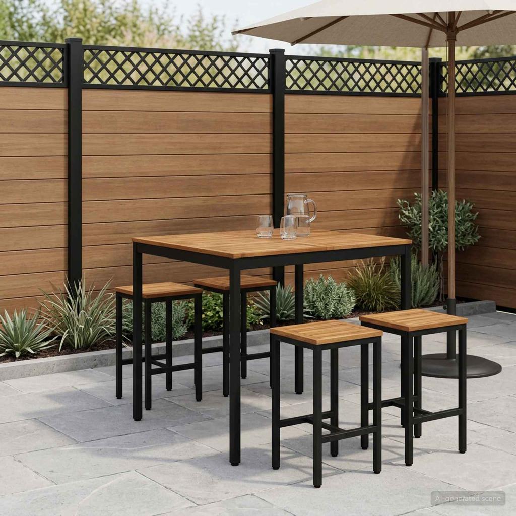 Garden Bar Table NAARDEN Natural and Black