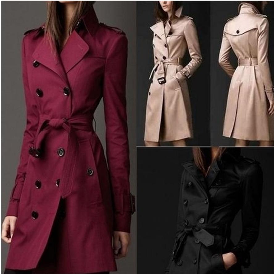 Buy Folklore778 Women Slim Double Breasted Coat Ladies Long Coats at
