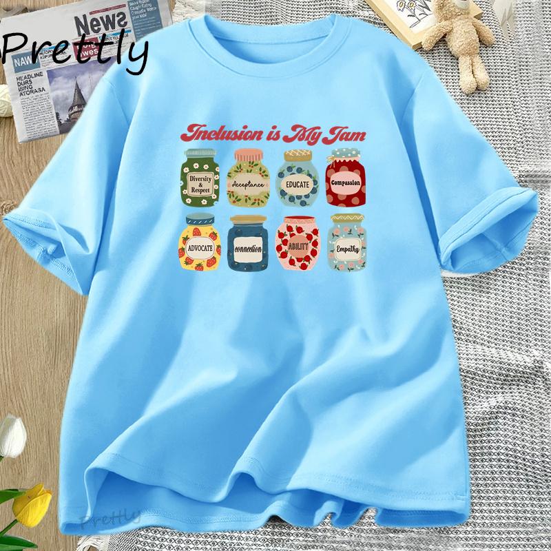 

Инклюзия - это мой джем Футболка Смешная Графическая Футболки для учителей специального образования Футболка для осведомленности об аутизме Мужские Женские Хлопковые Футболки 4XL