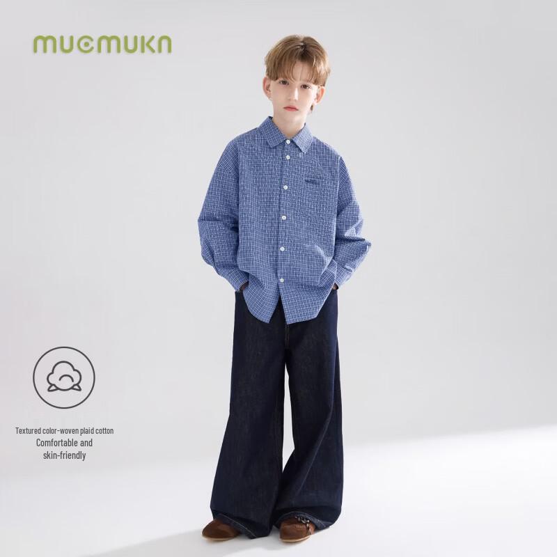 Mucmukn Unisex Vintage Plaid Cotton Blend Shirt
