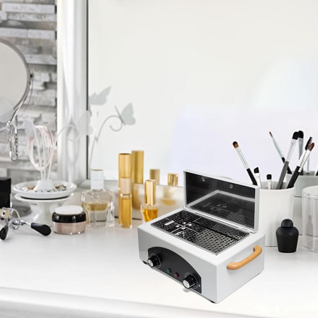 300W Hochtemperatur-Metallwerkzeug-Reinigungsbox mit Timer SPA Maniküre Pediküre Salon Friseur Autoklaven Sterilisatoren für diverse Beauty-Haar-Nagel (Weiß)