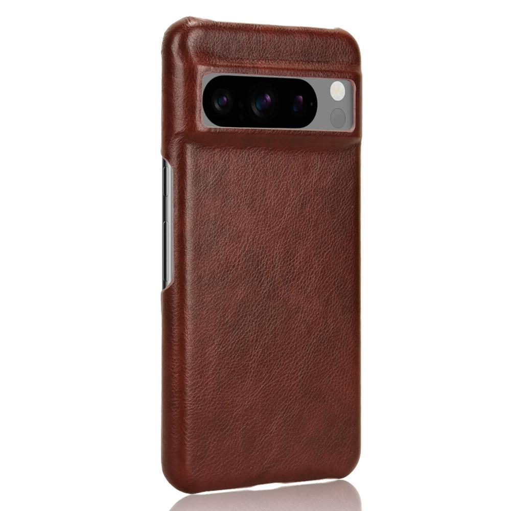 

For Google Pixel 8 Pro Case Scratchproof PU Leather+PC Litchi Texture Phone Cover Brown