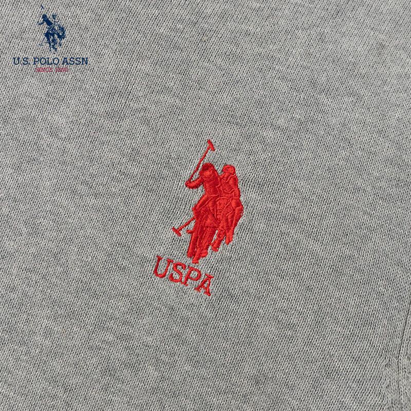 NÁS. POLO ASSN. Pánský úpletový svetr s kulatým výstřihem z čisté bavlny