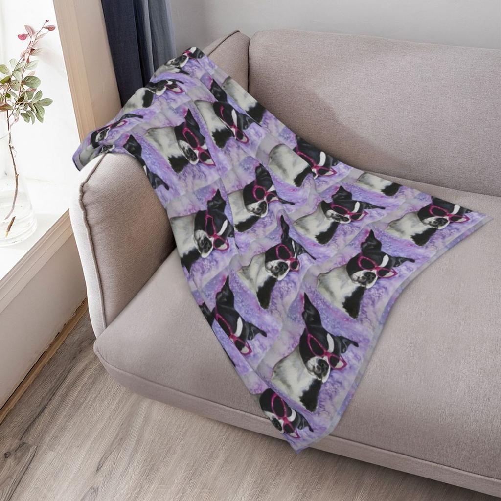 Diva - Boston Terrier Throw Blanket Gift Quilt Luxury Throw Polar Furry Blankets