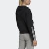 Adidas Logo Striped Hooded Sports Jacket Women Jackets Black GS1380