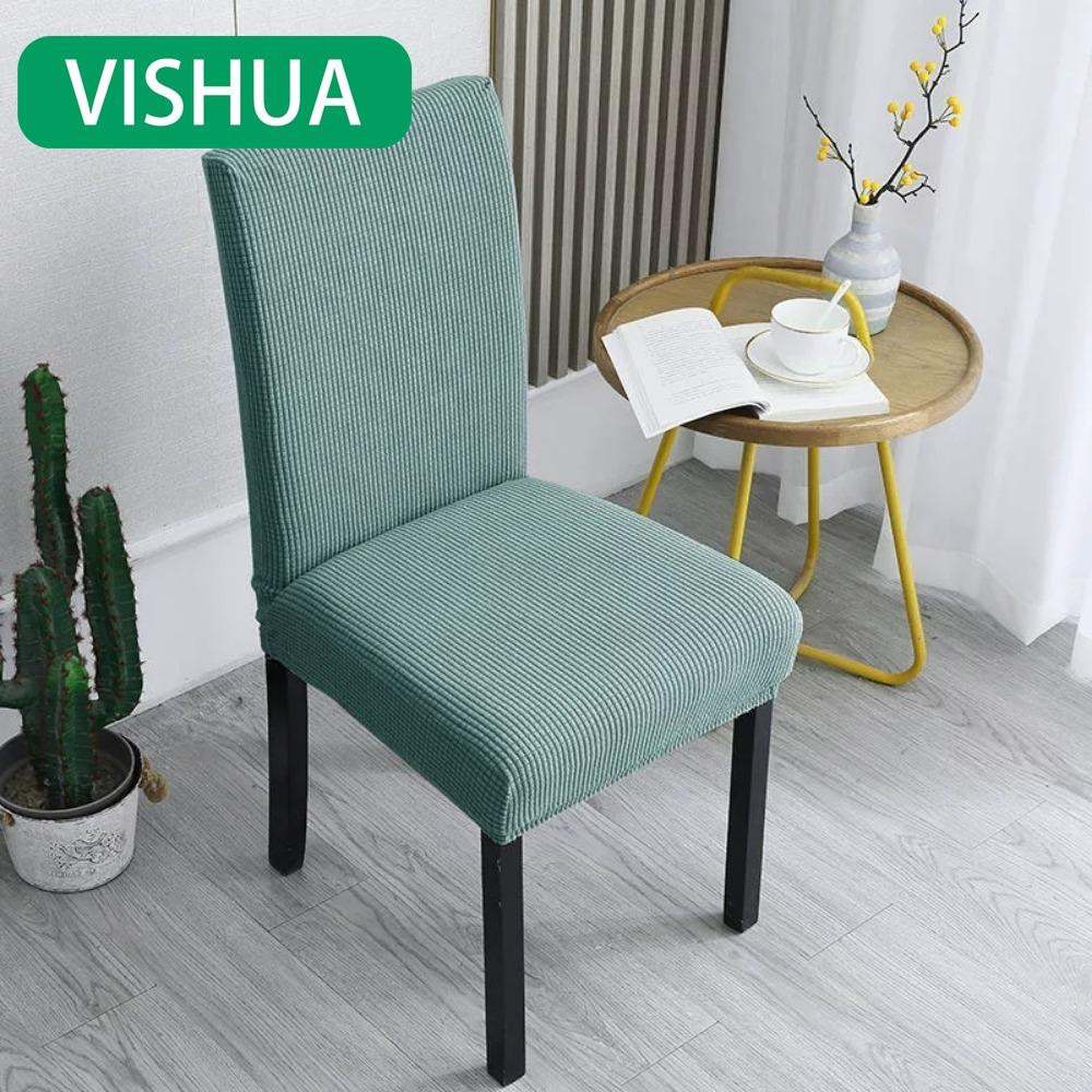 Universal-Passform Stretchstoff Stuhlbezug mit verdicktem Kissen für Esszimmerstühle und Hocker