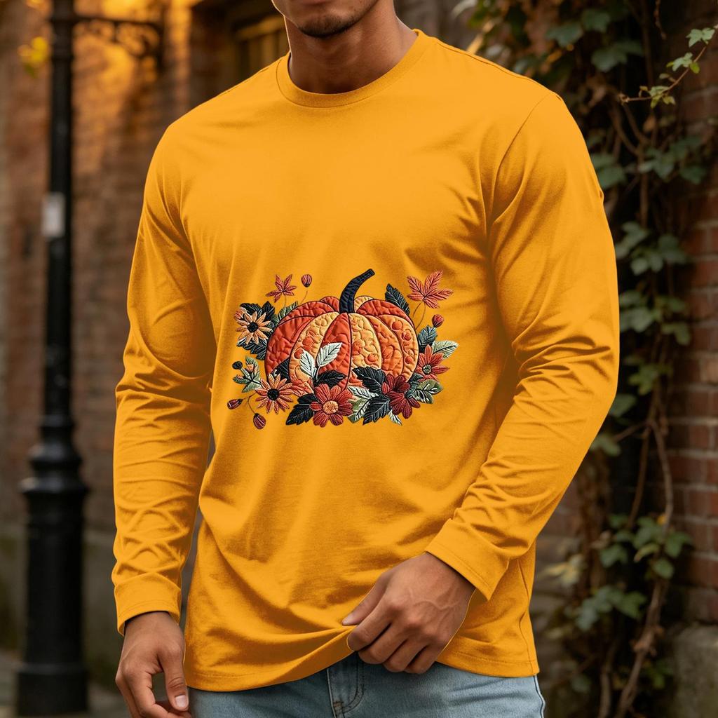 Men's Casual Long Sleeve Neck T-Shirt for Halloween
