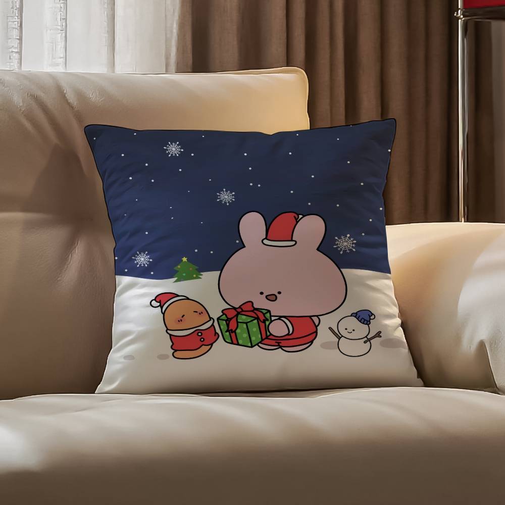 Cartoon A-Asamimichan Cute Bunny Pillow Case Anti-dustmite Pillowcase Invisible Zipper Silky Short Plush Sofa Cushion Cover