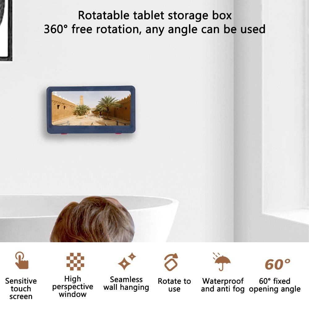 Waterproof Bathroom Phone Holder No-drill Wall Mount Phone Stand  Device Protection