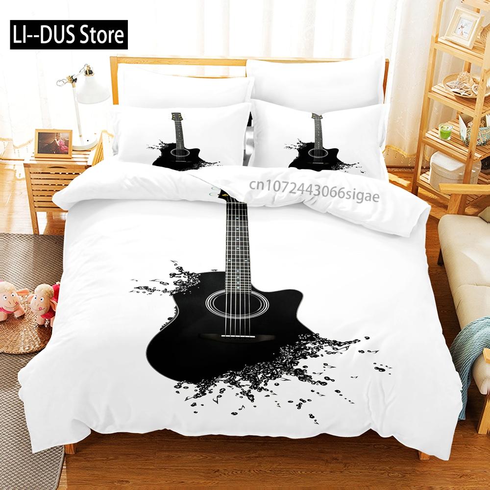 Music Notes Bedding Set Single Twin Full Queen King Size Piano Violin Bed Set Aldult Kid Bedroom Duvetcover Sets 3D Anime 032