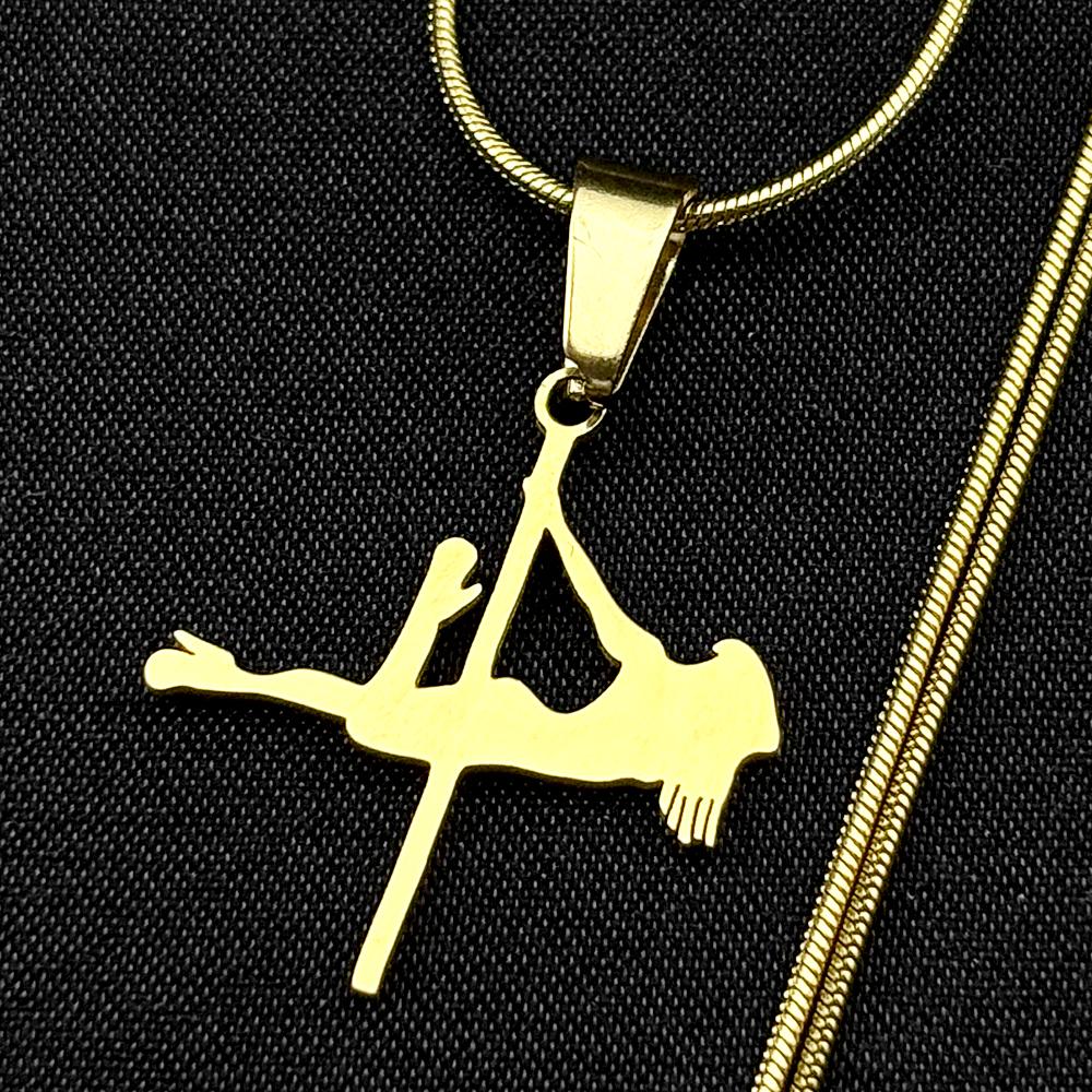 Catena Artistica Moda Pole Dance Per Donne Uomini Acciaio Inossidabile Colore Oro Eleganza Ginnastica Ritmica Collana Gioielli Regali
