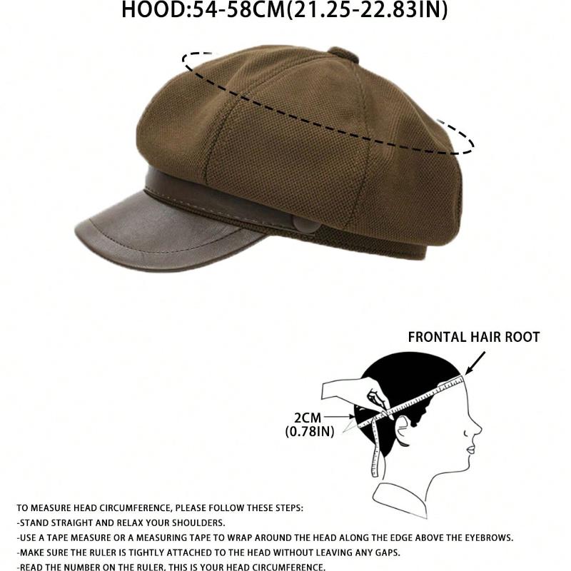 1pc British Style Octagonal Beret Hat,Women Autumn Winter Large Size Newsboy Cap,Suitable For Daily Matching Autumn Accessories