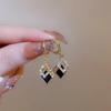 1pair European and American Fashion Personality Delicate Black Zircon Earrings Women Geometric Design Simple Light Luxury Earrings