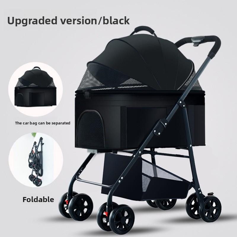 

3-in-1 Pet Dog Stroller, Dog Wagon with Removable Carrier, Cat Stroller for Medium Dogs Up To 55lbs, Easy Foldable Pet Stroller чёрный
