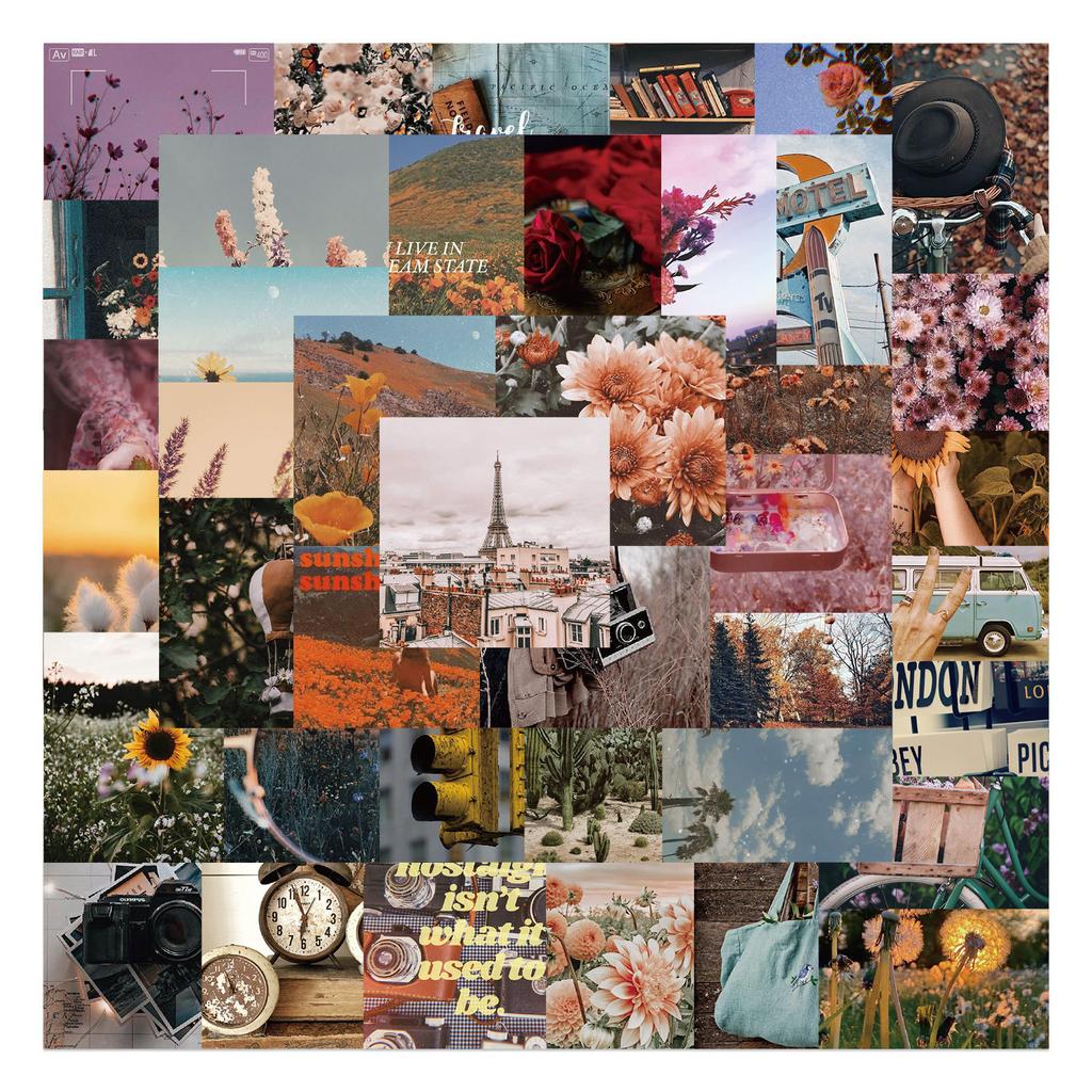 Retro Floral Landscape Graffiti Stickers Decorative Suitcase Pen Guitar Notebook Waterproof Stickers