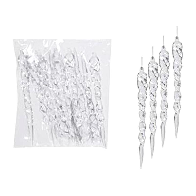 12 PIÈCES Fournitures de célébration de Noël pendentif glaçon transparent décoration d'arbre de Noël pendentif fil ornements d'arbre