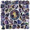 50 Cartoon Starry Sky Cat Stickers - Waterproof, Creative, Cute Decorative Decals for Water Bottles
