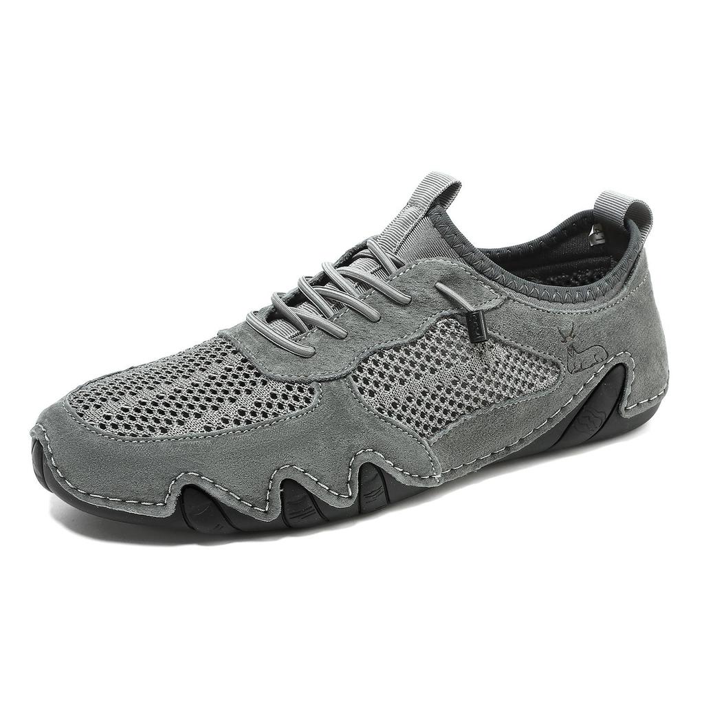 Summer Men Sneakers Casual Shoes New Mesh Breathable Solid Driving Shoes for Men Flat Elastic Band Outdoor Sneakers