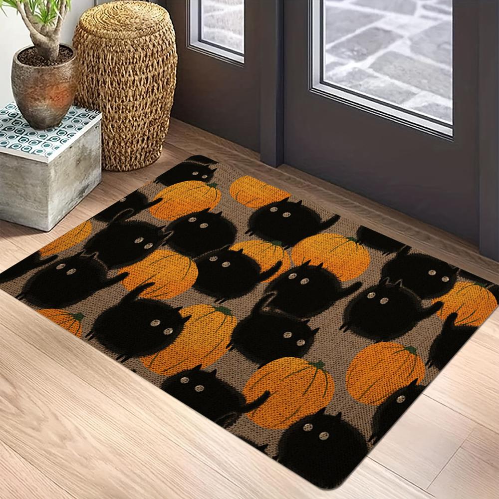 

1pcs Happy Halloween Pumpkin Welcome Doormat Non Slip Entrance Rug for Outdoor Indoor Use Living Room Bedroom Kitchen Floor Mat 40x60cm