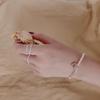 14K Gold Bead & Freshwater Seed Pearl Elastic Ring - Stackable & Versatile Style