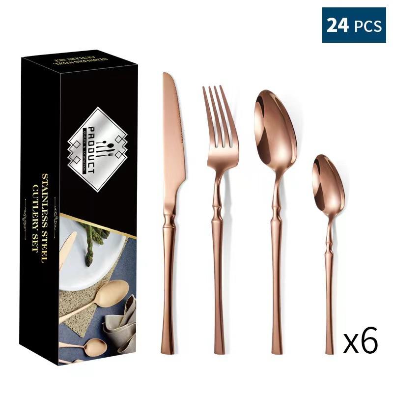 Stainless Steel Tableware 24-piece Set Small Waist Family Western Food Steak Knife, Fork and Spoon Set