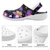White EVA Clogs with Glow Butterfly Print, Lightweight Slip On Garden Shoes, Breathable Beach Sandals, Indoor Outdoor Slippers for Men Women