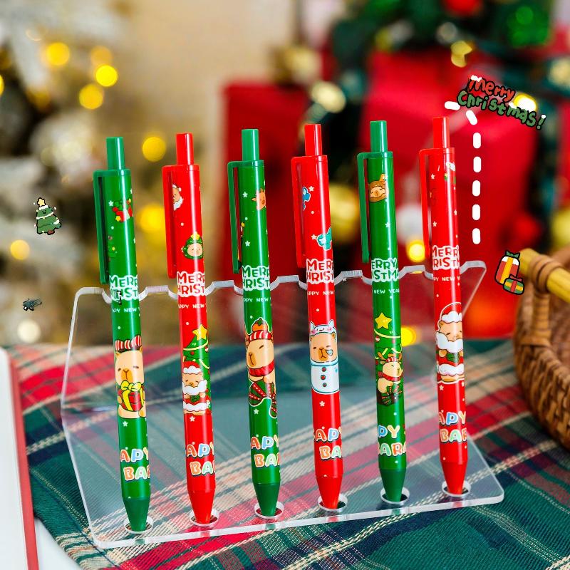 5/10/15 szt. Uroczy świąteczny kapibara żelowy długopis 0,5 mm czarny kreskówkowy długopis z przyciskiem długopis do pisania artykuły szkolne biurowe artykuły papiernicze prezenty