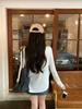Pure Desire Grey V-neck Long Sleeve Sun Protection T-shirt for Women – Early Autumn Loose Chic Style