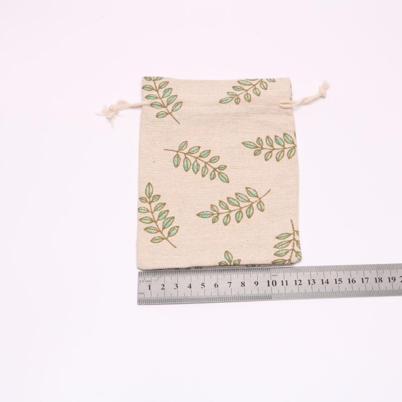 3Pcs / 5Pcs Gift Bags Linen Green Leaves Packaging Drawstring Pouches Gift Jewelry Packaging Wedding