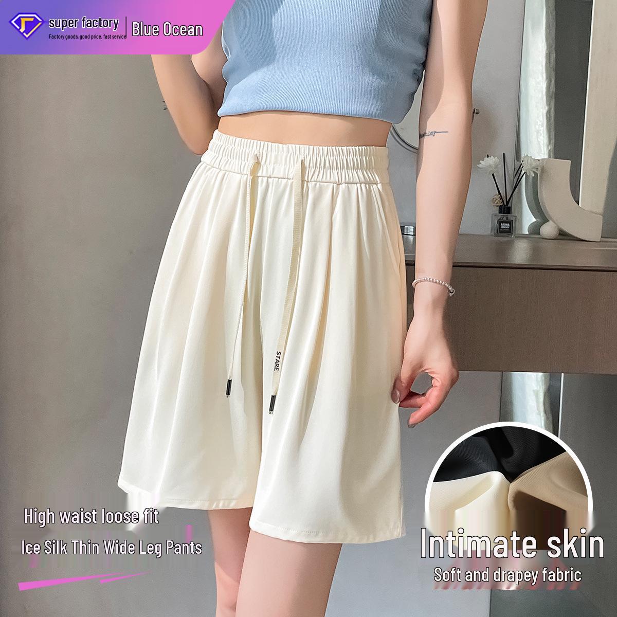 

High-Waist Summer Chiffon Skirt-Shorts: Loose Fit, Slimming, Versatile, Wide-Leg Design 3XL (77.5-85 kg) сірий колір