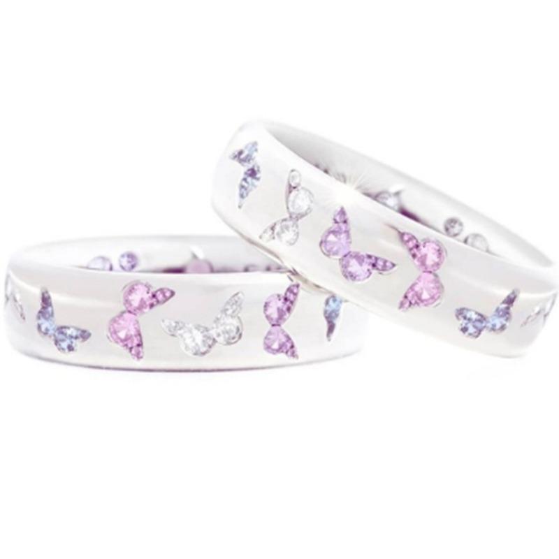 Ελκυστικά Δαχτυλίδια Πεταλούδα σε Χάλκινο Χρώμα για Γυναίκες Δαχτυλίδια με Μπλε Πράσινες Ροζ Λευκές Πέτρες Κοσμήματα