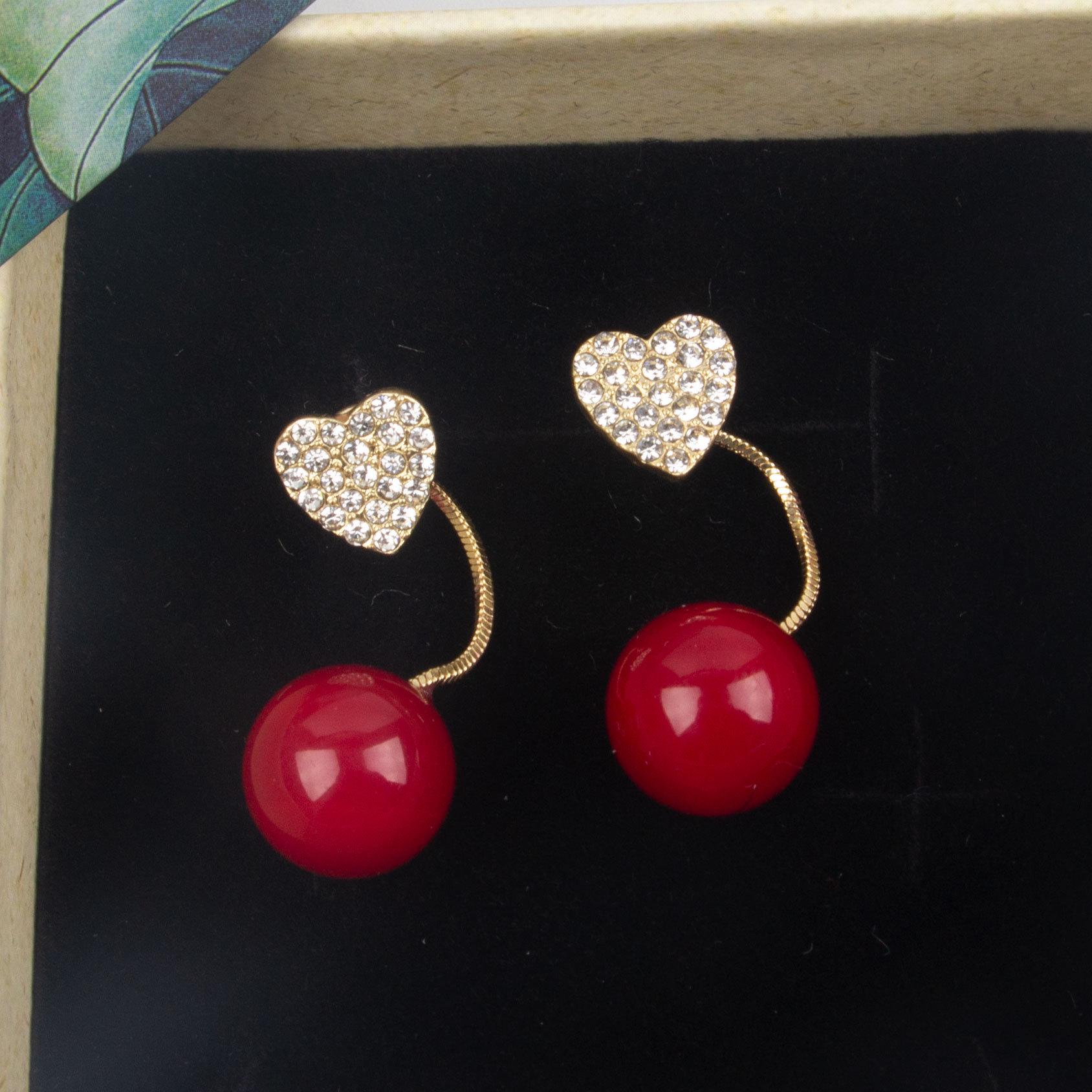 

Серьги-каффы Ancola Red Silver Geometric с эмалью - Ретро мода, Высококлассные каффы для женщин