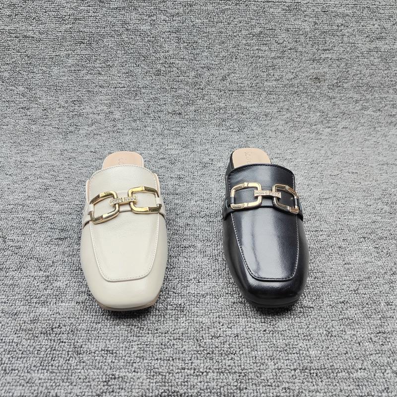 Fashion Shoes Woman 2025 Slippers Casual Pantofle Cover Toe Loafers Luxury Soft New Genuine Leather Summer Slides Leisure Fashion