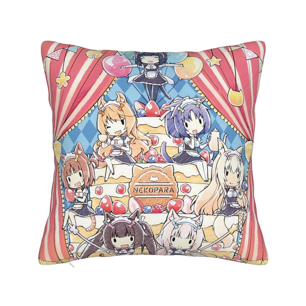Pillow Case Super Kawaii Game Nekopara Chocola Vanilla Square  Pillow Cover For Living Room Bed Chair Fashion Pillowcases