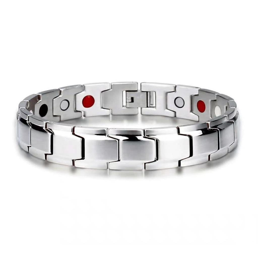Men's single-row bracelet, stainless steel, adjustable, elegant bracelet, magnetic therapy health care accessory