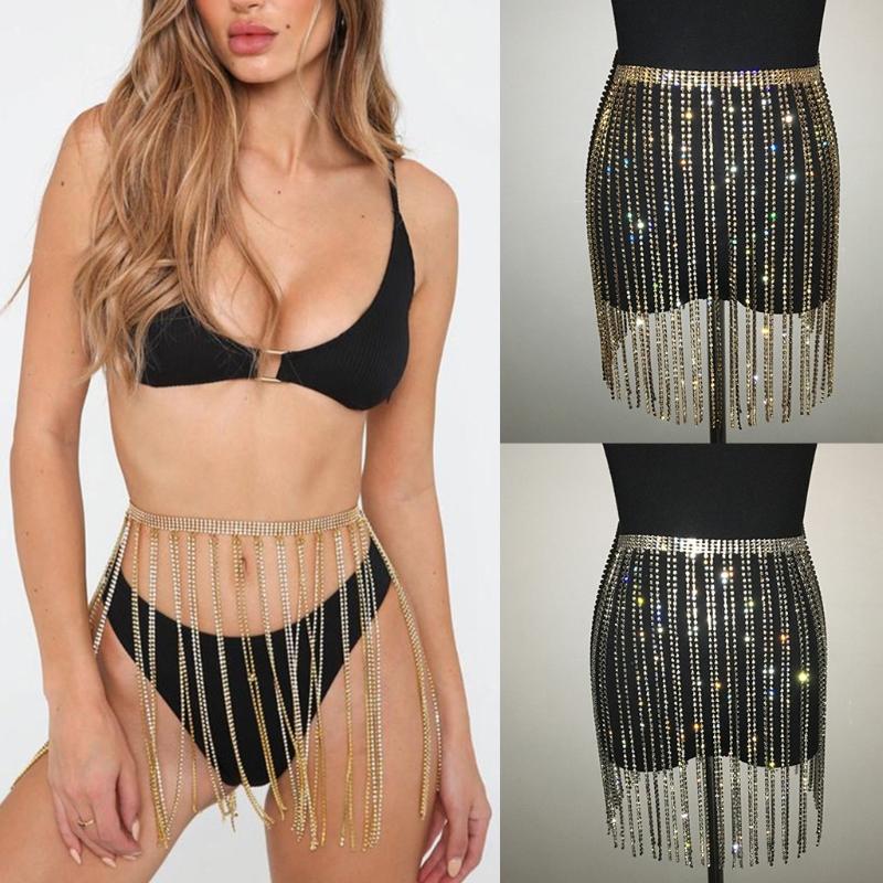 Gold Silver Waist Chain Bright Dance Skirts Jewelry for Parties Festivals