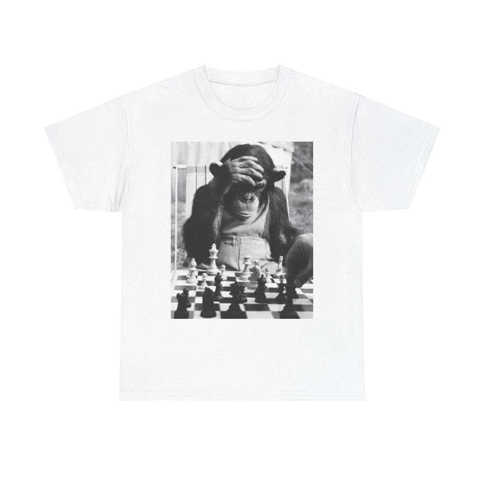 Men s and Women s T-shirts Monkey Playing Chess Funny Graphic XXXXL