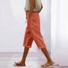 Women's Fashion Casual Loose Colour Cotton Linen Drawstring 7/10 Pants