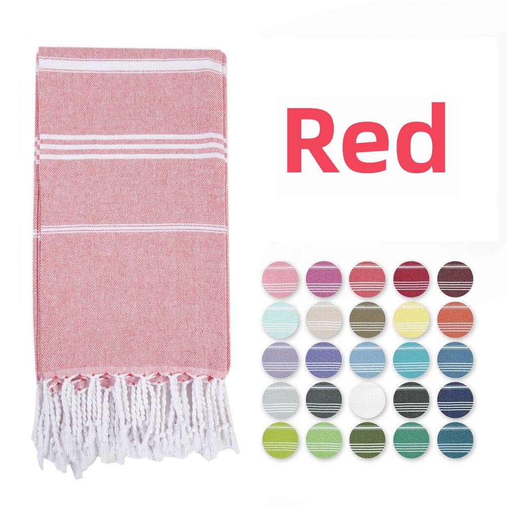 Woven Cotton Blanket Outdoor Blanket Foreign Trade  Beach Towel Color Bath Towel Tassel Striped Polyester Cotton Beach Towel