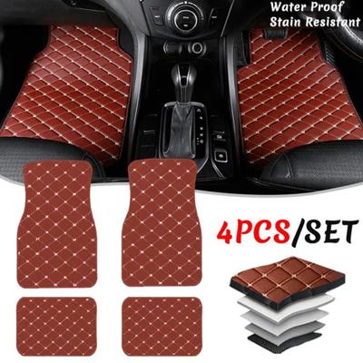 4PCS Car Floor Mats Universal For All Car Models Waterproof Auto Foot Pads Car-Styling  Leather Carpet Mats Interior