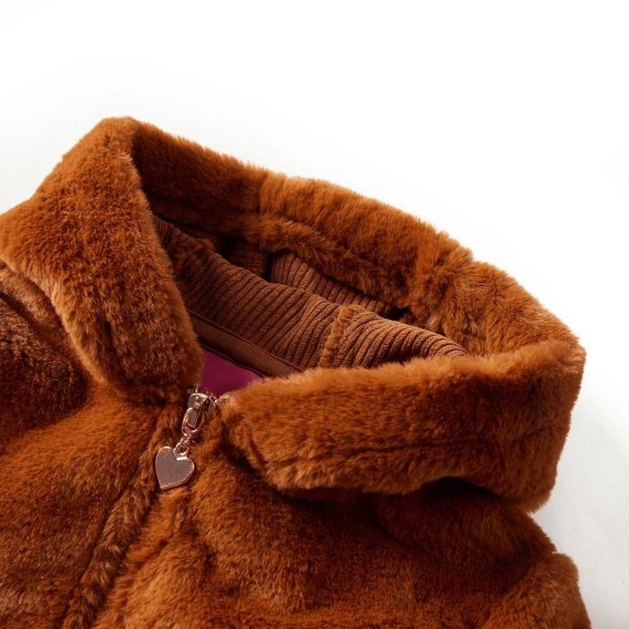 Hoodie - vidaXL - Faux Fur - Cognac Color - Unisex - Long Sleeves