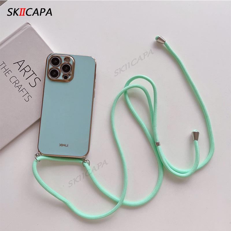 

Для Xiaomi 15T Ремінець-ланцюжок через плече Чохол для телефону з покриттям для Xiaomi Mi 15 T 15T 17 Pro Max Гальванізований силіконовий чохол for xiaomi 17 pro