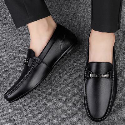 Fashion Brand New Men's Top Layer Cowhide Casual Bean Shoes 2024 Spring Comfortable and Breathable Low Top Men's Driving Outdoor Loafers
