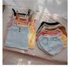 New Kids Girls Summer Suit Clothes Girls Baby Vest Camisole + Triangle Shorts 2Pcs Set Boys Fashion Trend 12M-18M-24M