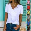 Women's V-neck Tunic Short Sleeve Loose Top T-shirt Plus Stylish Blouse Option
