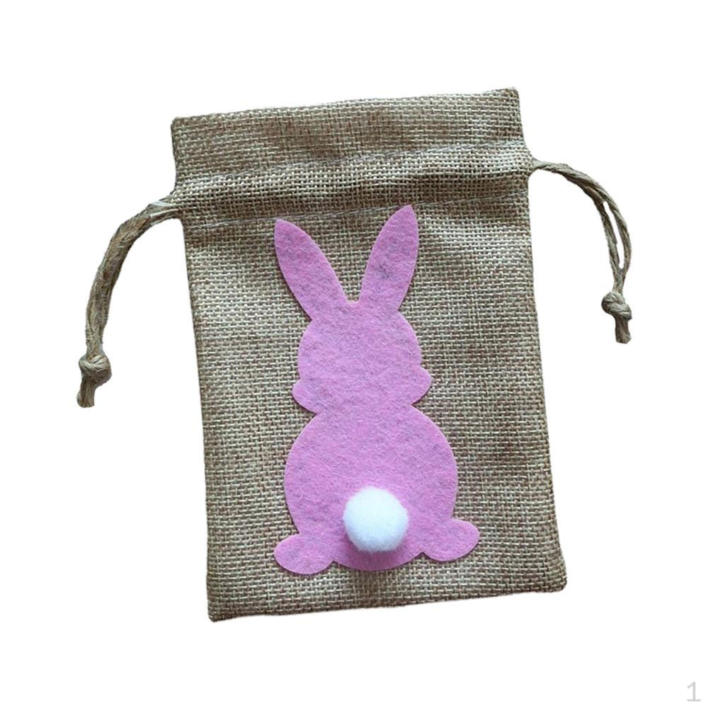 

Easter Decoration Burlap Drawstring Gift Pouch 14x10cm Accessories Cookie Packing Bag Reusable рожевий