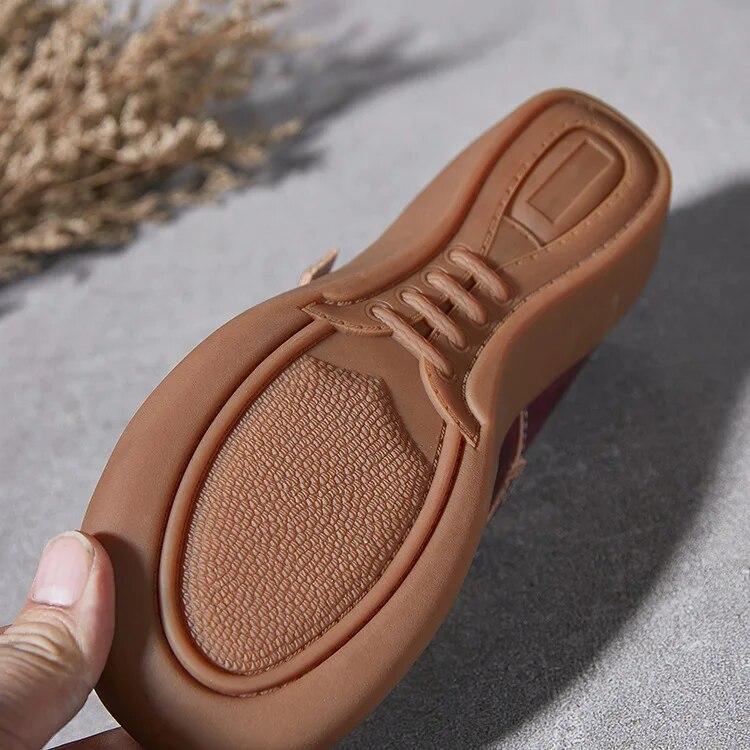 Johnature Vintage Flower Colour Wedges Sandals Genuine Leather Handmade Ethnic Style Comfortable Women Shoes