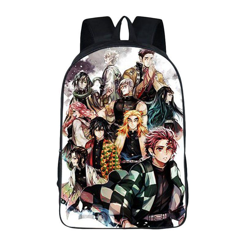 Stylish Demon Slayer School Bag Backpack With Adjustable Comfortable Straps For Boys And Girls