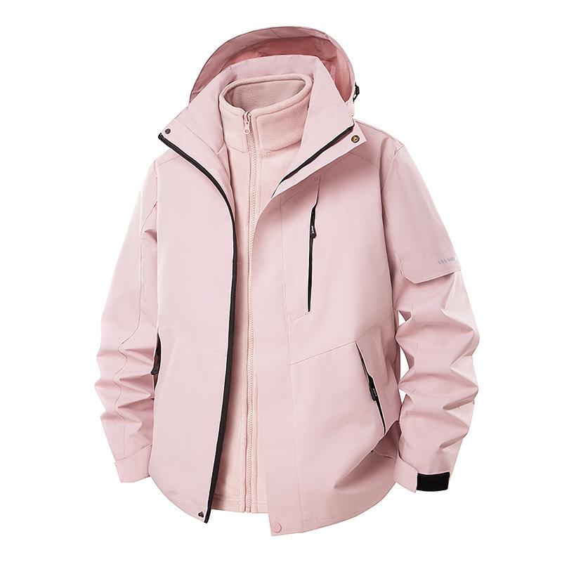 

Жіноча зимова куртка для піших прогулянок три в одному, водонепроникна куртка з капюшоном для кемпінгу, вітрозахисна куртка для активного відпочинку S рожевий