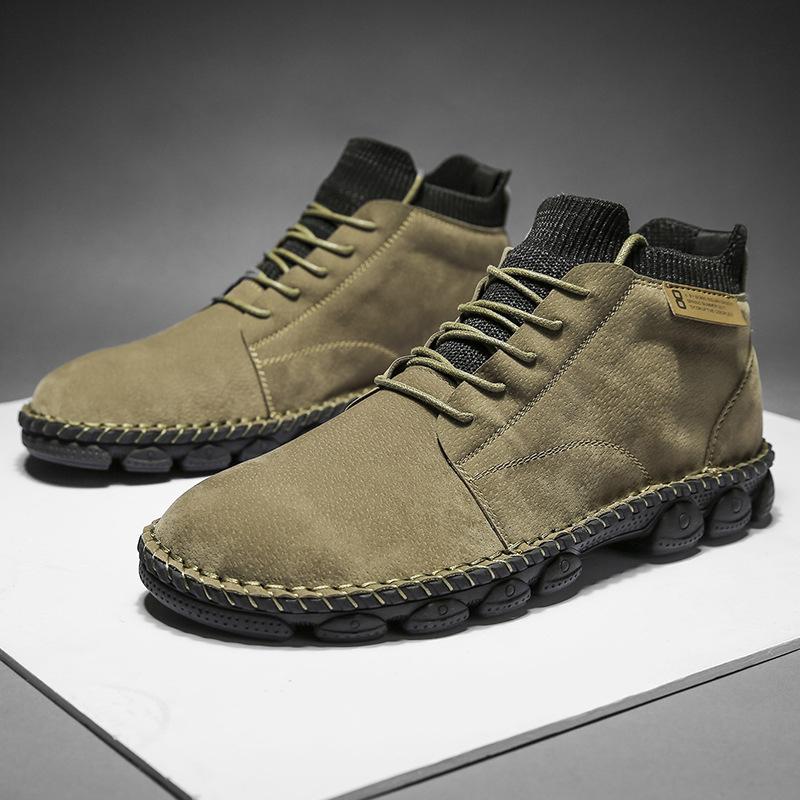 

Мужская зимняя обувь Короткие сапоги Высокие матовые повседневные мужские туфли НоскиКожаные ботинки в стиле ретро Ботильонымодные ботинки Martin2022